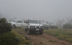 12-Convoy takes a tea break on the misty Mt Gibbo at 1,750M